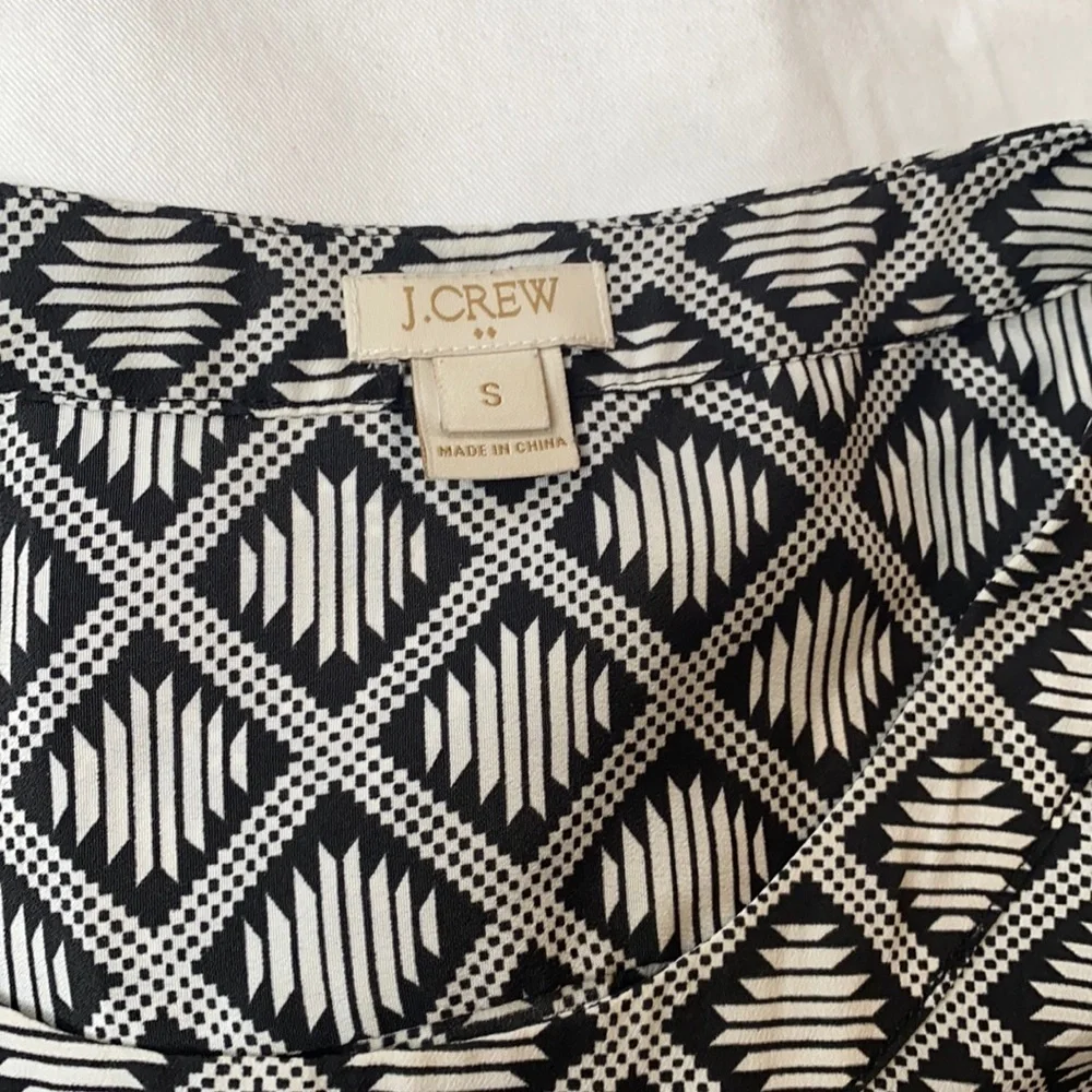 J.Crew Tribal Print Black White Pattern Blouse Top